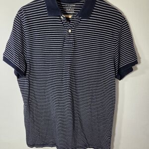 J.Crew‎ Shirt Mens XL  Blue White Stripe Cotton Knit Polo Golf Slim Fit Preppy